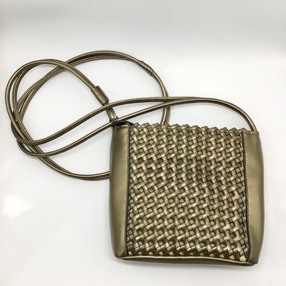 Liz Claiborne Gold Woven Small Crossbody Bag Purse